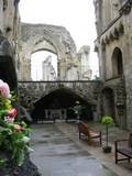 Glastonbury Abbey in the South-west, reputed birthplace of Christianity in England being visited by Rugby Guy and his mate