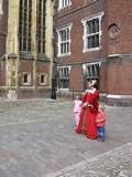 One of the Boleyn sisters lining up for a photo with a couple of temporarily-well-behaved kids