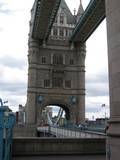 One of the Tower Bridge towers and the centre lift-span