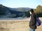 NZ rugby tourist looking over the parapet of the Pont du Gard