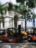 A not-often-seen view of the Arc de Triomphe with a couple of fork-lifts in the foreground (photos taken for and sent to Tiz)