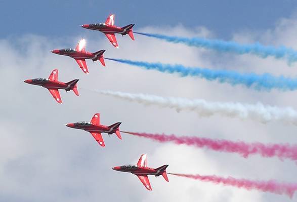 RAF Red Arrows Aerobatic Team at Liverpool