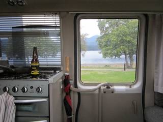 parked up on Lake Te Anau waterfront