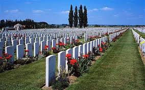 Tyne Cot cemetery with rows of headstones